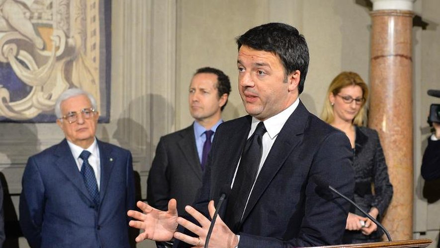 Le nouveau chef du gouvernement italien Matteo Renzi donne une conférence de presse à Rome, le 21 février 2014