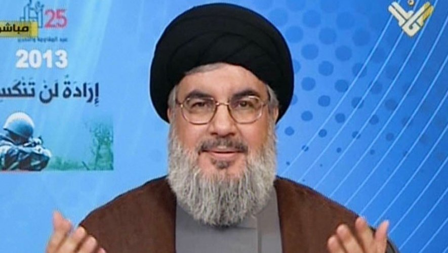 Capture d'écran d'une vidéo montrant le chef du mouvement chiite libanais Hezbollah Hassan Nasrallah, le 25 mai 2013