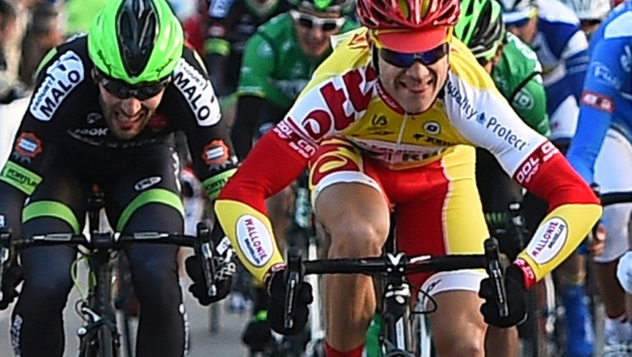 Le coureur cycliste belge Antoine Demoitié (Wallonie Bruxelles) (d) lors du Grand Prix La Marseillaise, le 1er février 2015 à Marseille