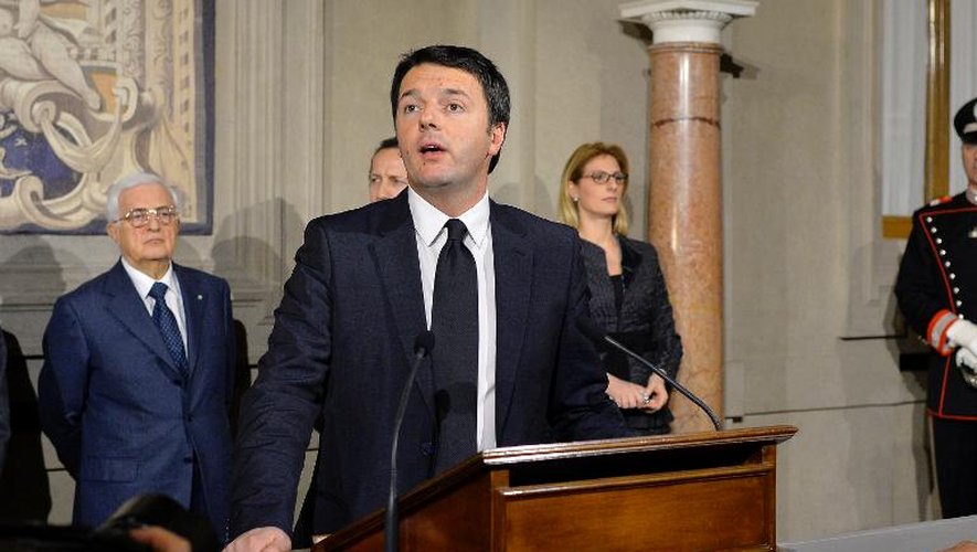 Le nouveau Premier ministre italien Matteo Renzi, lors d'une conférence de presse sur la  composition de son gouvernement, le 21 février 2014 à Rome