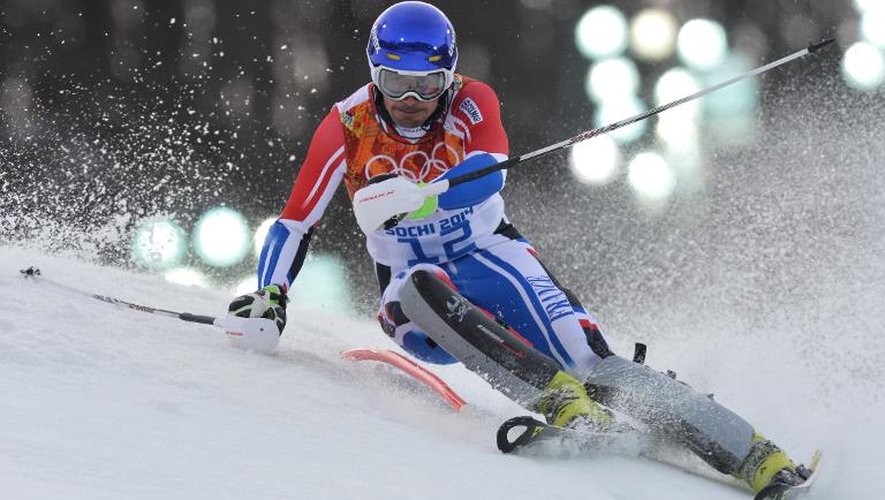 Le Français Alexis Pinturault lors de la première manche du slalom de ski alpin  à Rosa Khoutor, le 22 février 2014