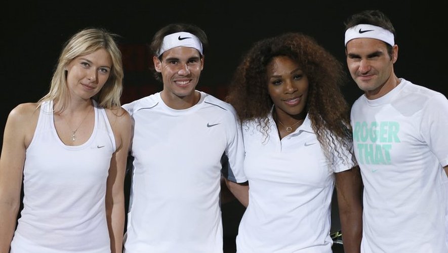Maria Sharapova, Rafael Nadal, Serena Williams et Roger Federer le 23 mai 2013 à Malakoff