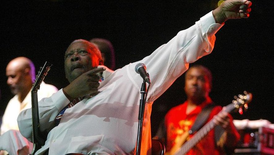 Le chanteur de blues BB King lors d'un concert à Valence, le 23 juin 2004