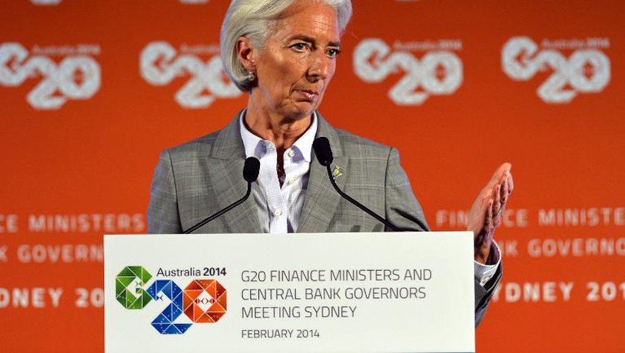 La directrice du FMI, Christine Lagarde, lors d'une conférence de presse, le 23 février 2014 au G20 à Sydney