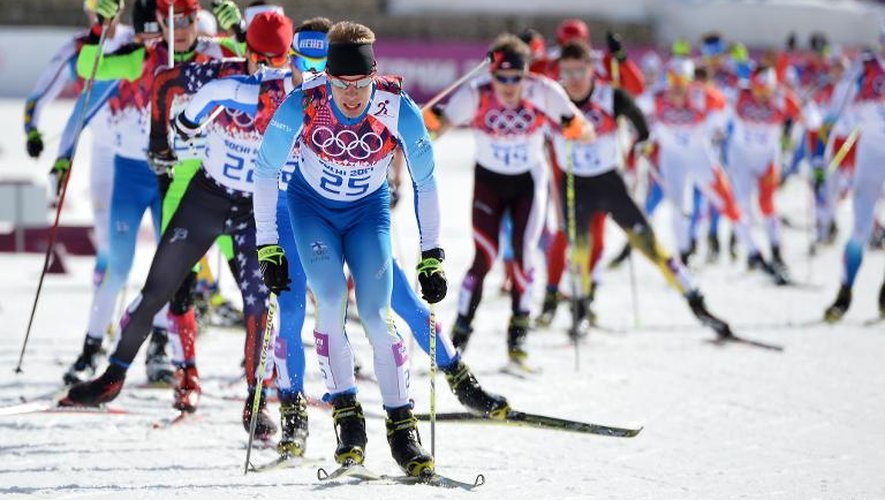Les athlètes participant aux 50 km de ski de fond, le 23 février 2014 à Sotchi