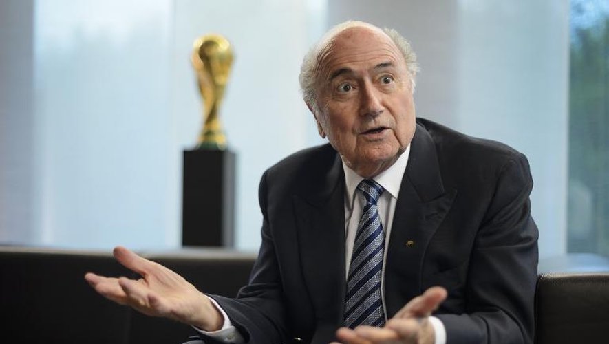 Le président de la Fifa, Sepp Blatter, lors d'un interview au siège de l'instance mondiale du football , le 15 mai 2015 à Zurich