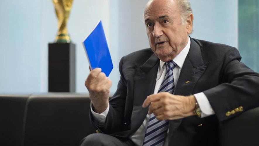 Le président de la Fifa, Sepp Blatter, lors d'un interview au siège de l'instance sportive mondiale, le 15 mai à Zurich
