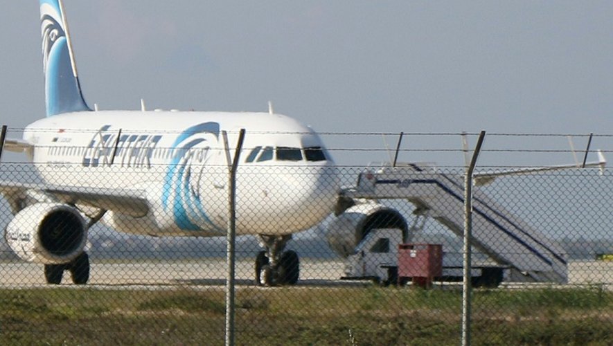 L'Airbus A-320 d'Egypt Air le 29 mars 2016 après son atterrissage à Larnaca
