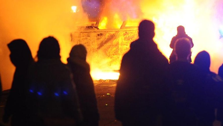 Des manifestants à Nantes lors des échauffourées avec la police qui ont suivi les manifestations anti aéroport à Nantes le 22 février 2014