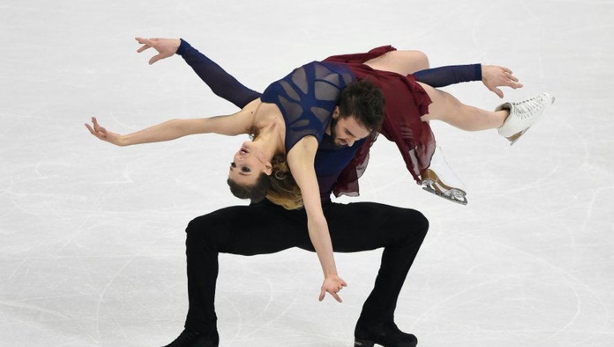 Gabriella Papadakis et Guillaume Cizeron lors des Championnats d'Europe à Bratislava, le 30 janvier 2016