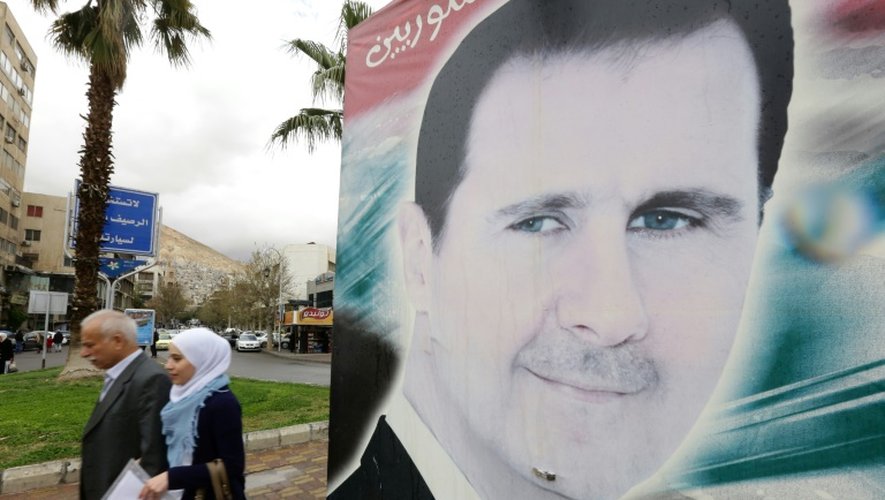 Un portrait du président syrien Bachar al-Assad à Damas, le 15 mars 2016