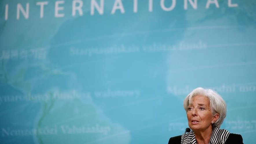 La directrice générale du FMI Christine Lagarde lors d'une conférence de presse au siège, à Washington, en janvier 2013