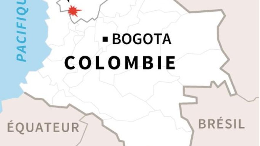 Carte de localisation de l'éboulement en Colombie qui a fait au moins 33 morts et de nombreux disparus