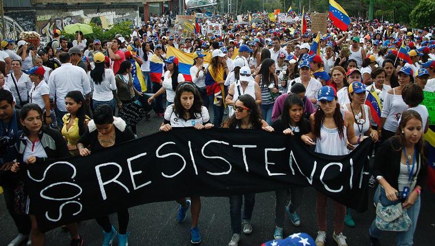 Manifestation contre le gouvernement de Nicolas Maduro, le 26 février 2014 à San Cristobal