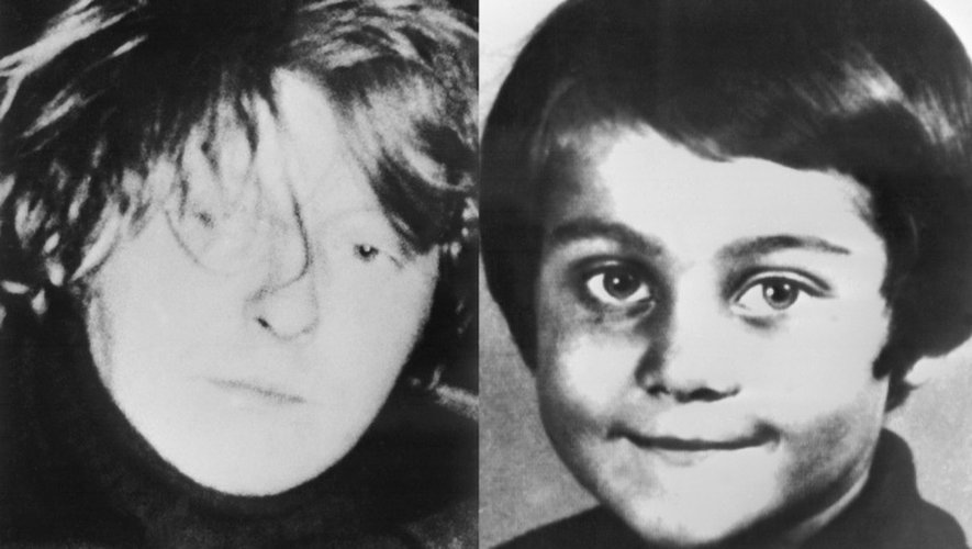 Montage de deux portraits d'archives de  Patrick Henry après son arrestation le 18 février 1976 à Troyes et de sa victime le petit  Philippe Bertrand