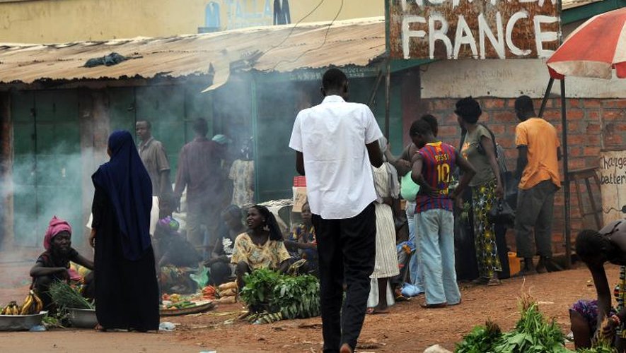 Un panneau "Non à la Franceà dans le quartier PK5 de Bangui, le 27 février 2014
