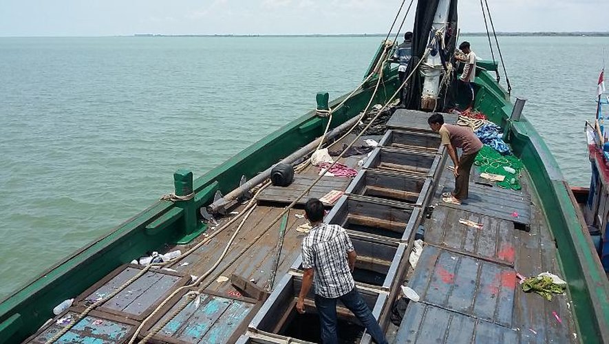 Un bateau de migrants Rohingya abandonné au large de la côte d'Aceh en Indonésie, le 20 mai 2015