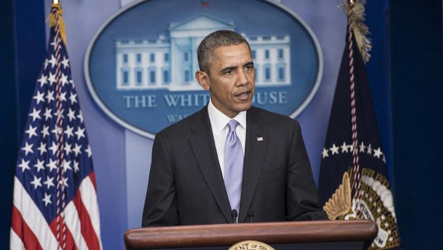 Barack Obama lors de sa déclaration sur l'Ukraine le 28 février 2014 à la Maison Blanche à Washington