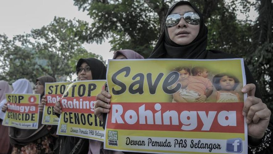 Manifestation le 21 mai 2015 devant l'ambassade de la Birmanie à Kula Lumpur, la capitale de la Malaisie, pour dénoncer les persécutions contre les Rohingyas