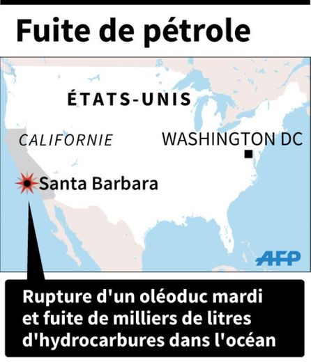 Carte de localisation de la fuite de pétrole en Californie