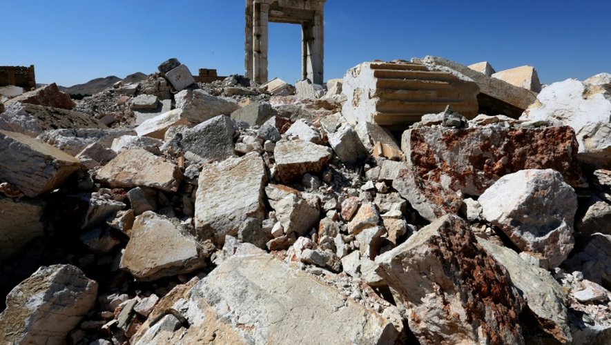 Les ruines de la cella du temple de Bêl à Palmyre, le 31 mars 2016