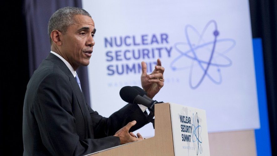 Le président des Etats-Unis Barack Obama lors d'une conférence à l'issue du sommet sur le nucléaire, à Washington le 1er avril