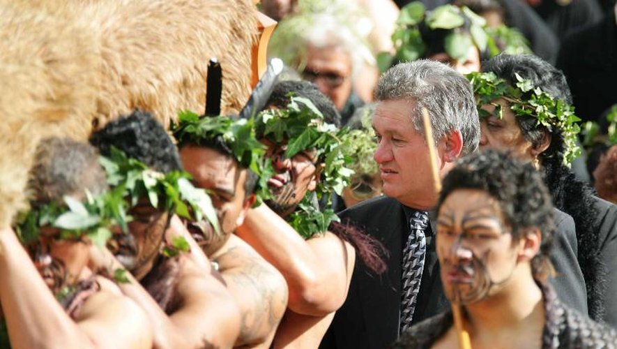 Image d'archives du roi maori Tuheita Paki (C) le jour des funérailles de sa mère, le 21 août 2006