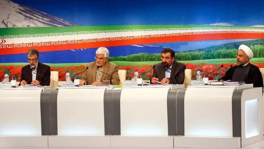Les candidats à la présidence iranienne participent à un débat télévisé, le 31 mai 2013 à Téhéran
