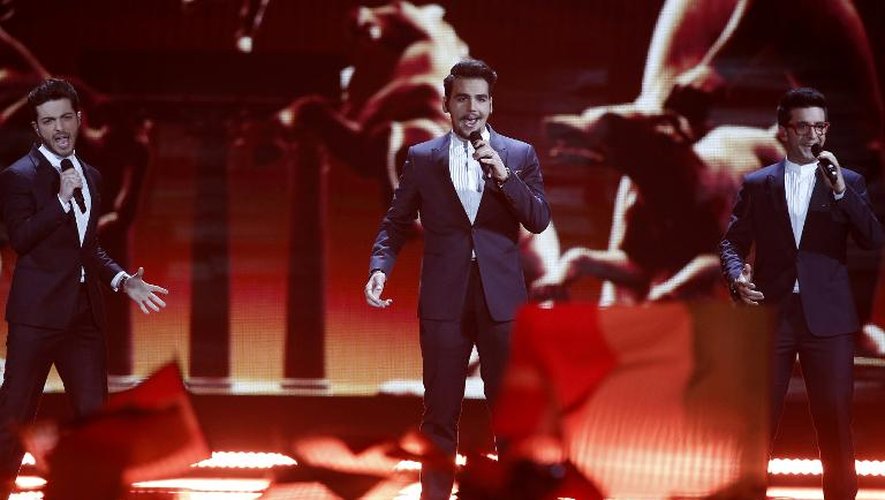 Le trio italien Il Volo, troisième à la finale de l'Eurovision, le 23 mai 2015 à Vienne