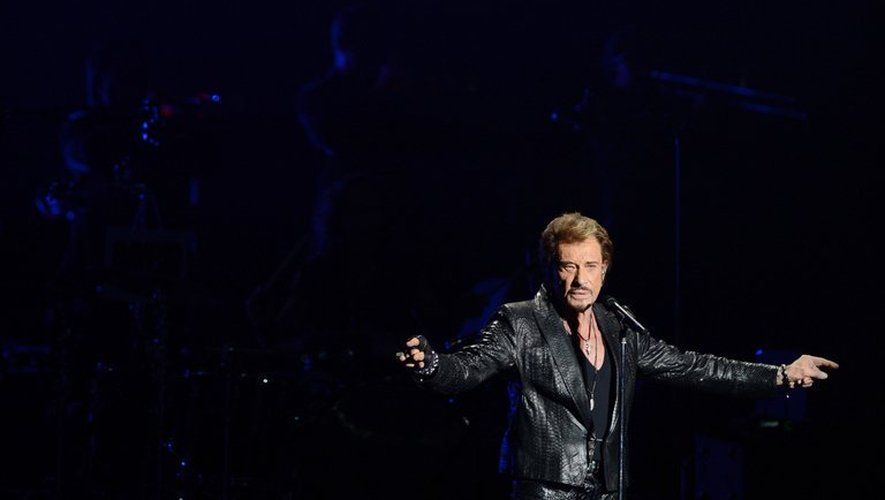 Le chanteur Johnny Hallyday lors d'un concert à Moscou, le 27 octobre 2012