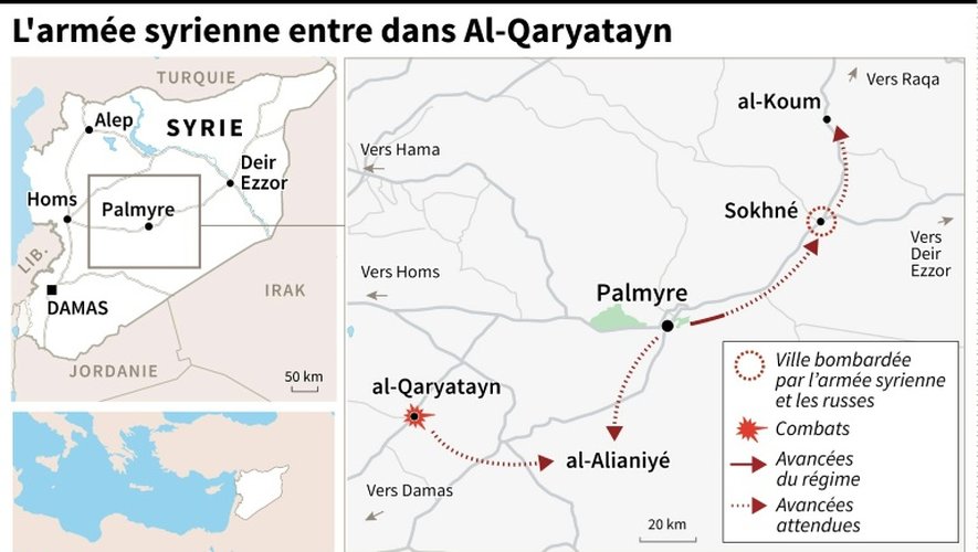 L'armée syrienne entre dans Al-Qaryatayn