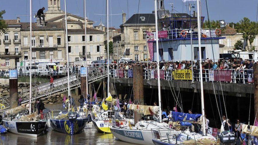 Quelques uns des 41 bateaux qui participent à la Solitaire du Figaro, course qui part de Pauillac en Gironde, le 2 juin 2013