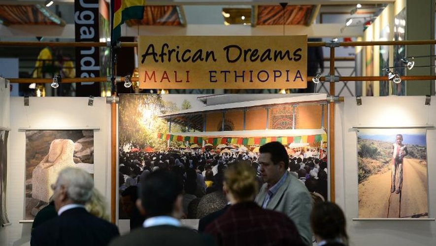 Les stands du Mali et de l'Ethiopie au salon du tourisme de Berlin, le 5 mars 2014
