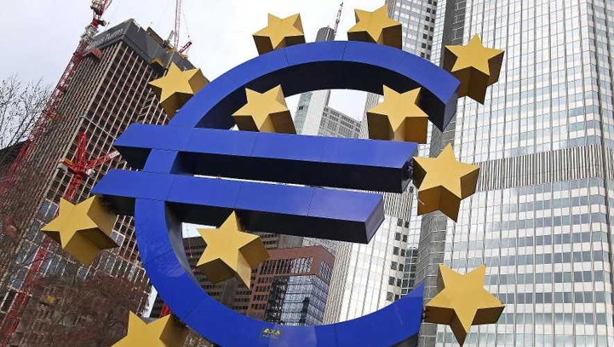 Le logo de la Banque centrale européenne (BCE) à Francfort