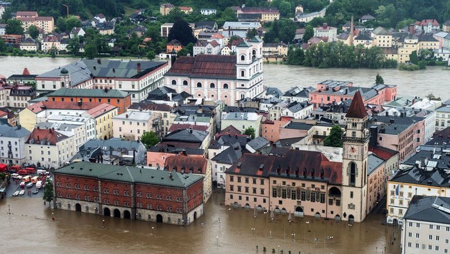 La ville allemande de Passau envahie par les eaux, le 1er juin 2013