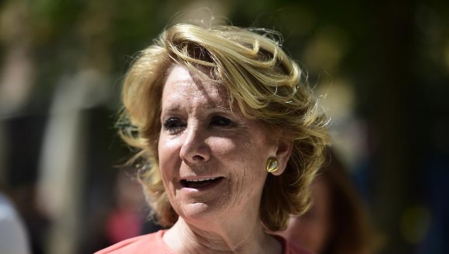 Esperanza Aguirre, candidate du parti populaire (PP) pour la mairie de Madrid, le 19 mai 2015 à Madrid
