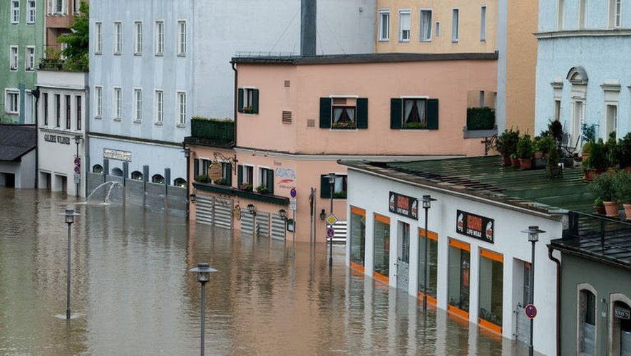 La ville de Passau inondée, le 1er juin 2013