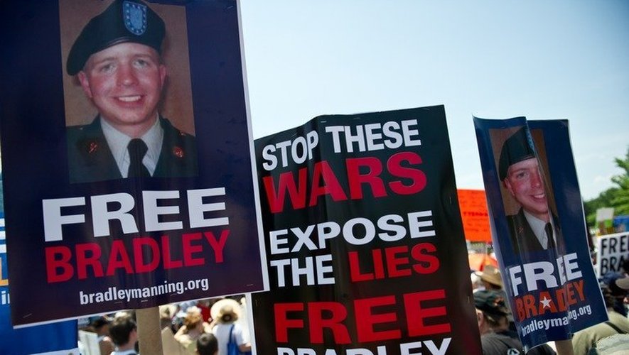Manifestation de soutien à Bradley Manning, à Fort Meade, dans le Maryland, le 1er juin 2013