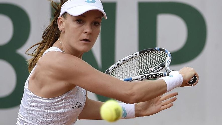 La Polonaise Agnieszka Radwanska au 1er tour de Roland-Garros face à l'Allemande Annika Beck, le 25 mai 2015 à Paris