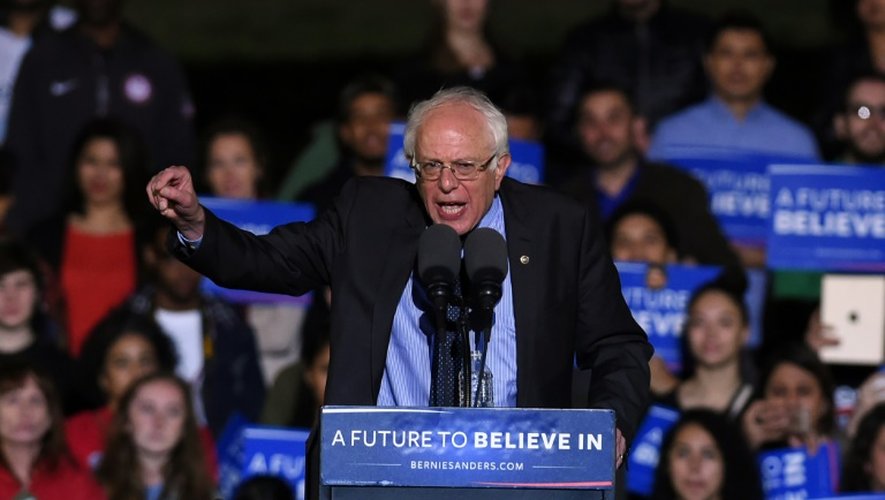 Le candidat démocrate Bernie Sanders lors d'un meeting le 31 mars 2016 à New York