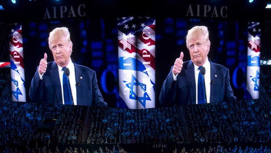 Le candidat aux primaires républicaines Donald Trump lors de la conférence organisée par le lobby pro-israëlien AIPAC à Washington, le 21 mars 2016
