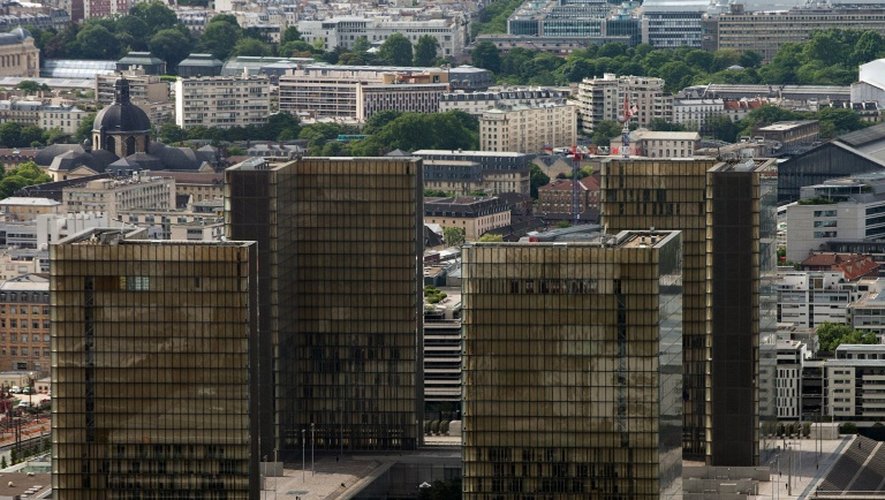La Bibliothèque nationale de France à Paris, vue du ciel le 28 mai 2015