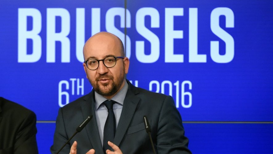 Le Premier ministre belge Charles Michel, lors d'une conférence de presse le 6 avril 2016 à Bruxelles