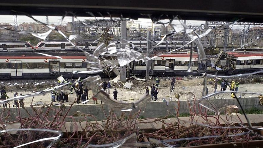 Le train cible de bombes dans la gare d'Atocha à Madrid le 11 mars 2004
