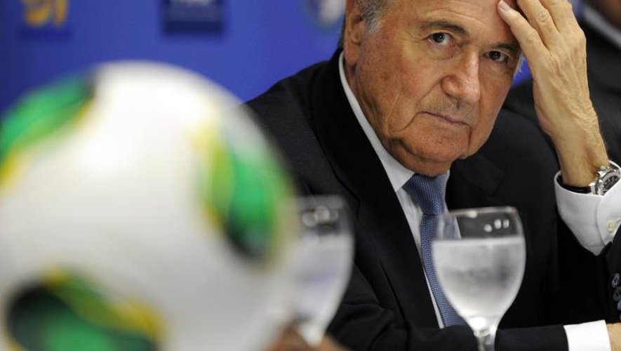 Le président de la Fifa, Joseph Blatter, lors d'une conférence de presse le 18 avril 2013, à Panama City