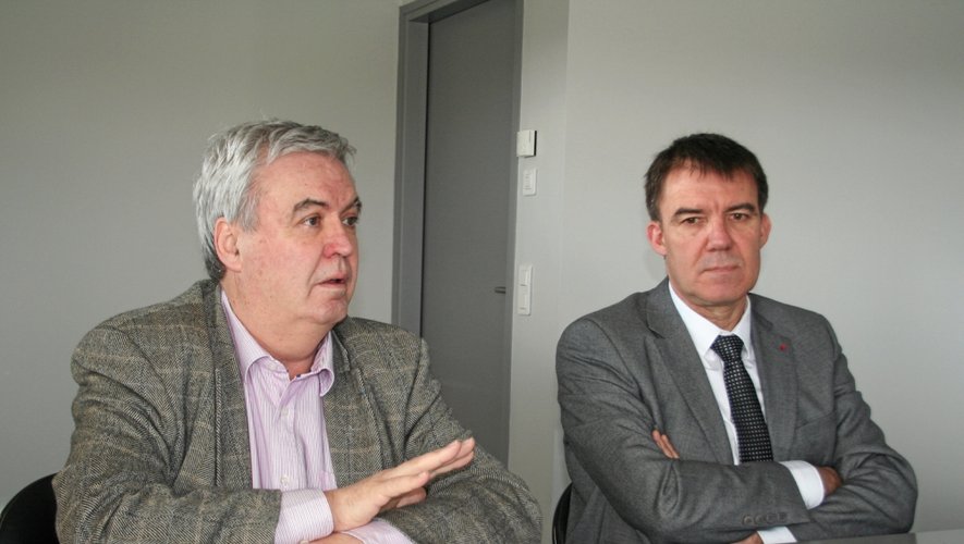 Daniel Segonds (à gauche) et Éric Bometon, respectivement président et directeur général d’Air 12, gestionnaire de l’aéroport Rodez-Aveyron.