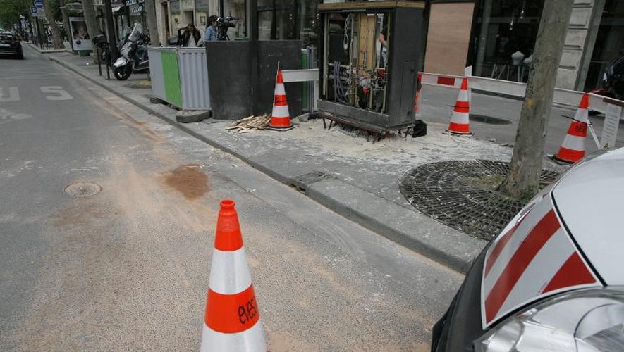 Les lieux de l'accident, le 28 mai 2015, sur le boulevard Sébastopol, à Paris