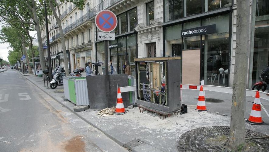 Les lieux de l'accident, le 28 mai 2015, sur le boulevard Sébastopol à Paris