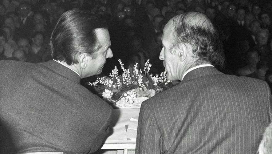 Jean Lecanuet et Valéry Giscard d'Estaing le 23 avril 1974 à Yvetot