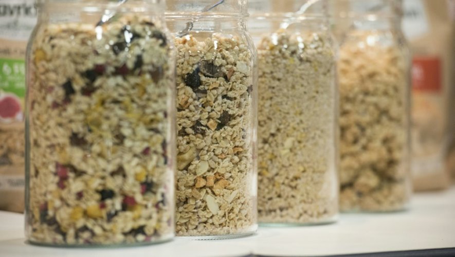 Des céréales sans gluten présentées e 8 avril 2016 au "Salon des allergies alimentaires et des produits porte de Versailles à Paris